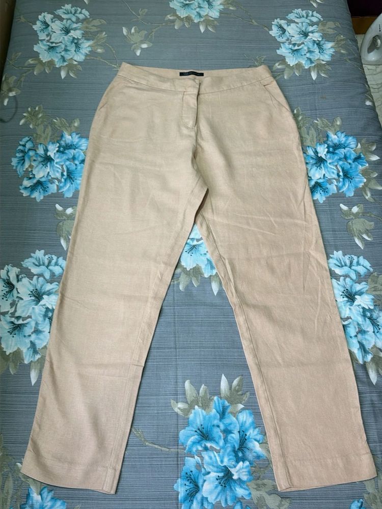 Marks &amp; Spencer Linen Blend Straight-Leg Trousers