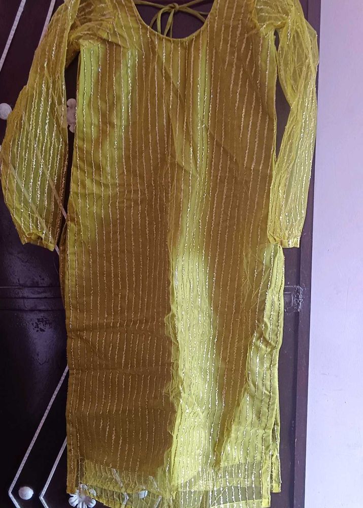 beautiful net fabric long kurti with full sleeve