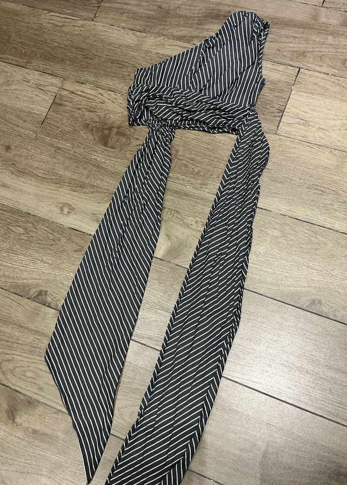 Striped One-Shoulder Tie Top