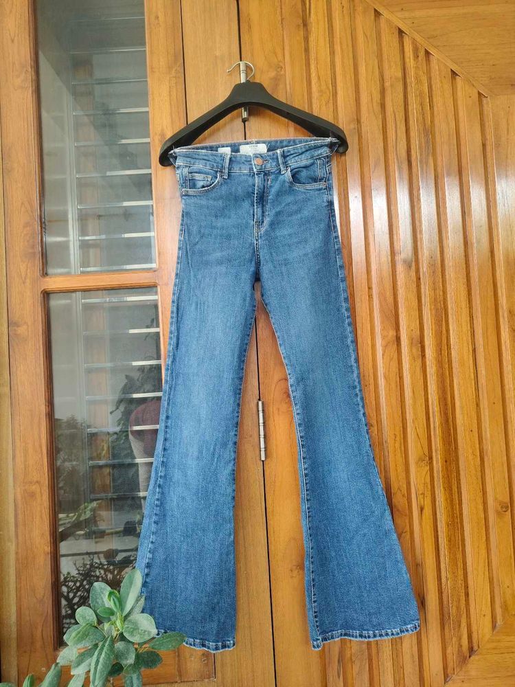 Bershka Blue Flare Jeans
