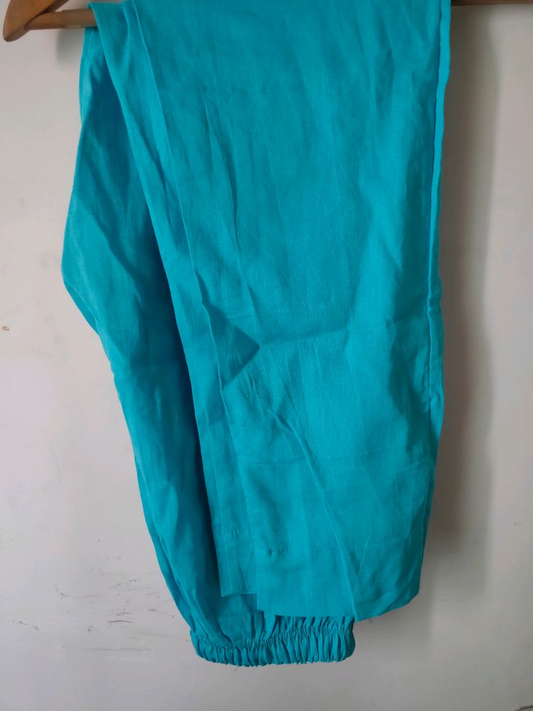 Blue Cotton Trouser For Kurti