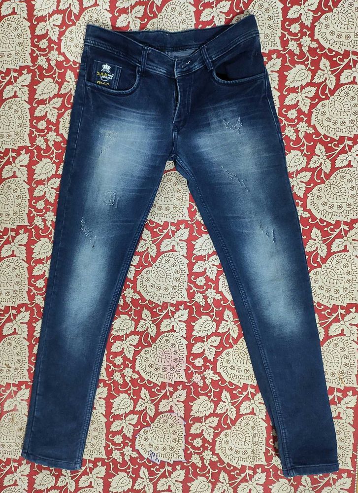 Men's Blue Distressed Jeans