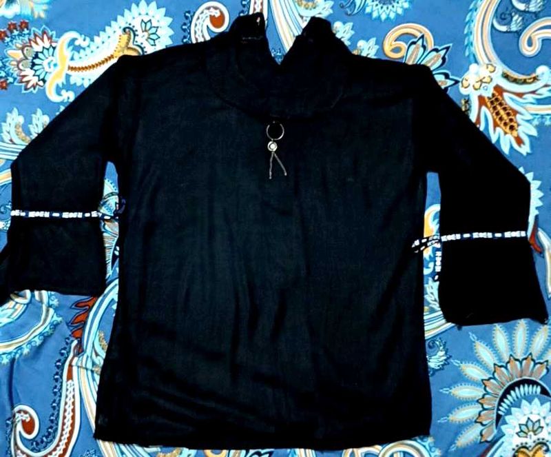 Sleek Black High-Neck Top – Modern &amp; Edgy