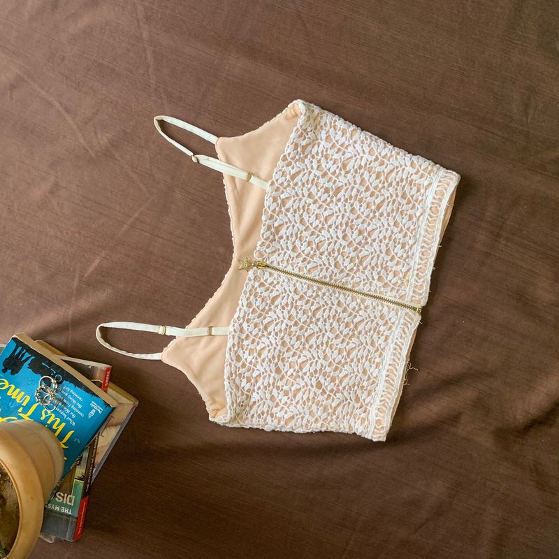 Lace embroidered beige top from Westside