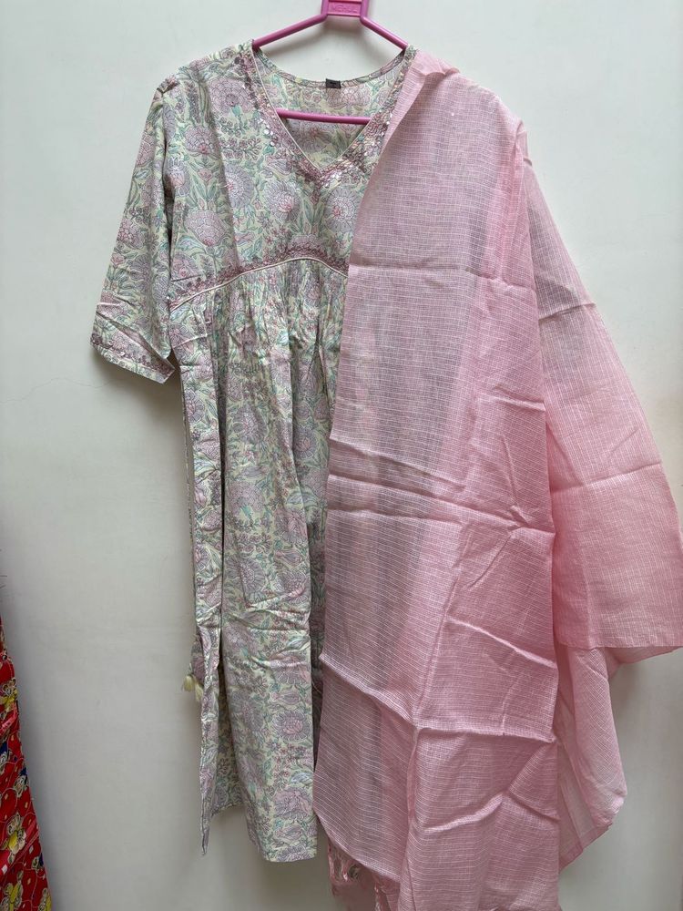 Floral Anarkali Kurta Set with Dupatta