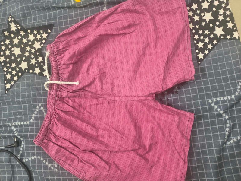 Pink Striped Comfortable Shorts