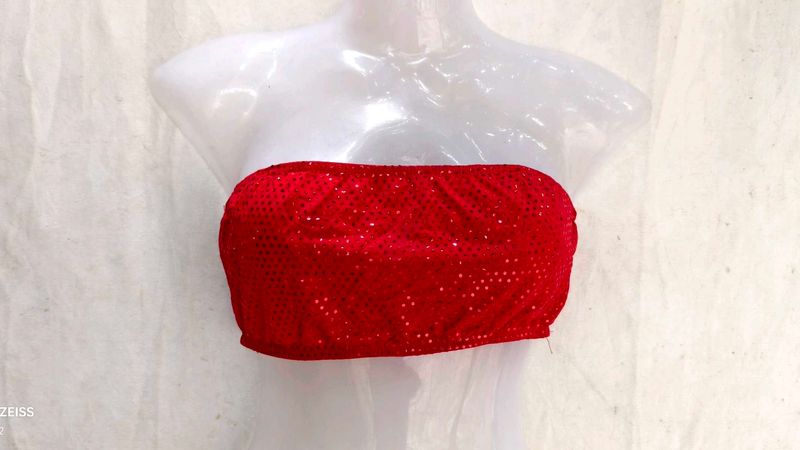 Sparkly Red Bandeau Blouse