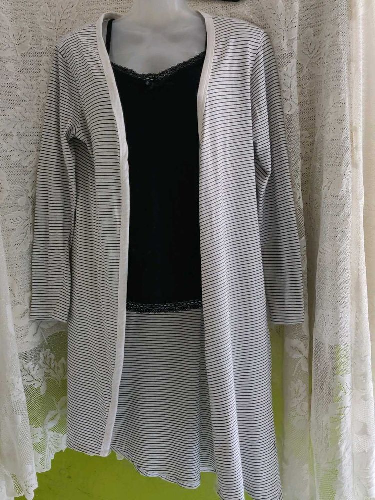 Striped Cardigan &amp; Top Set