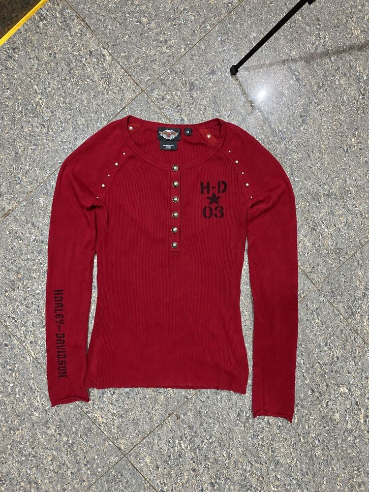 Harley-Davidson maroon Long Sleeve Top