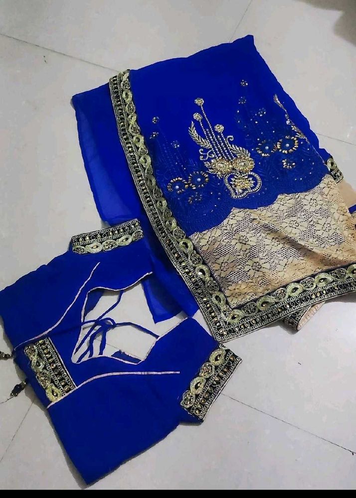 Royal Blue Saree with Embellishments