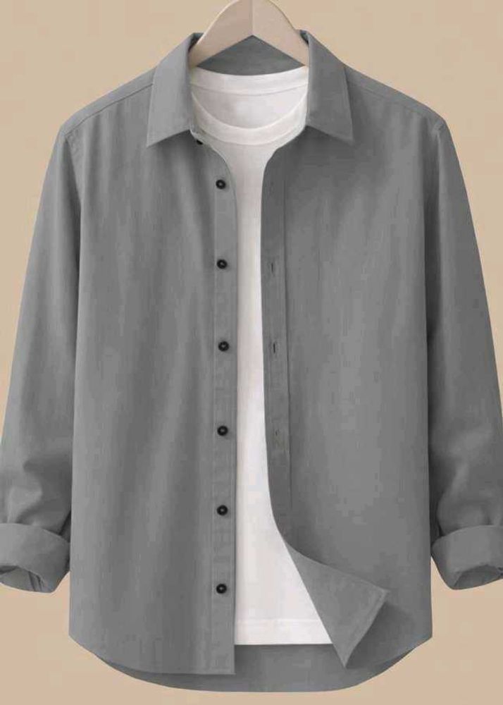 Premium Men's Solid Grey Casual Formal Shirt | Sli