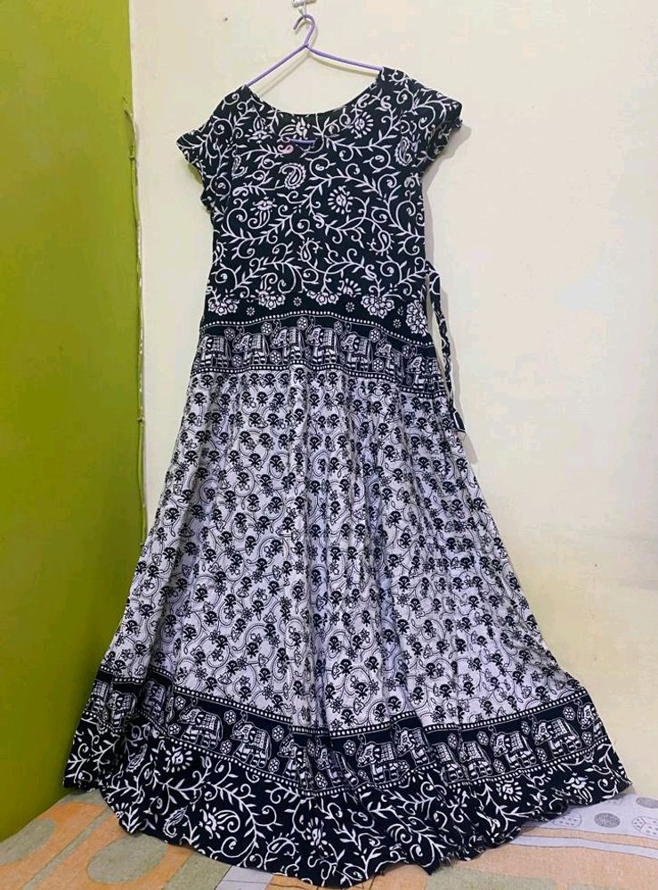 Long Black Cotton Kurti