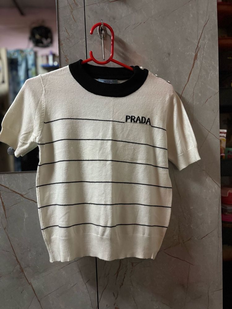 PRADA Striped Knit Top