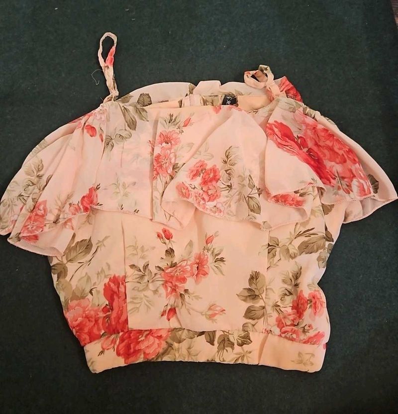 Floral Off-Shoulder Ruffle Top