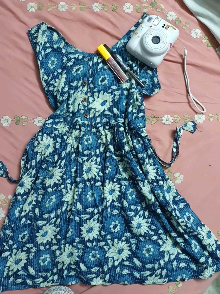 Printed Short Blue Kurti