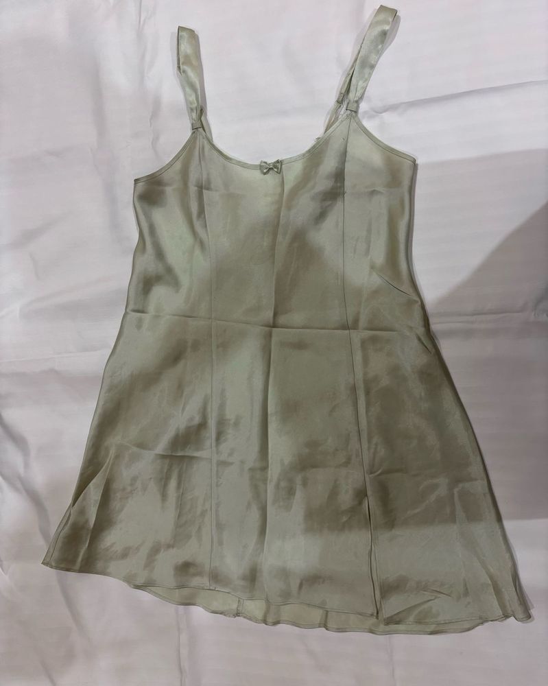 Satin Slip Dress with Bow Detail