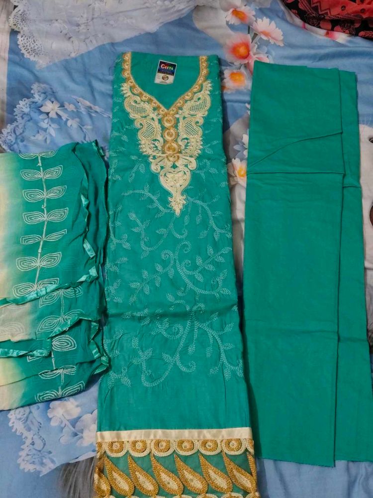 Embroidered Teal Kurta Set with Dupatta