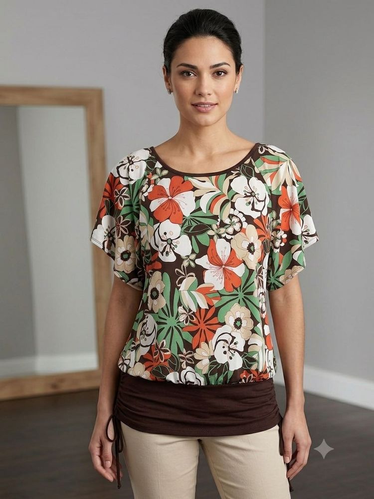Floral Print Dolman Sleeve Top