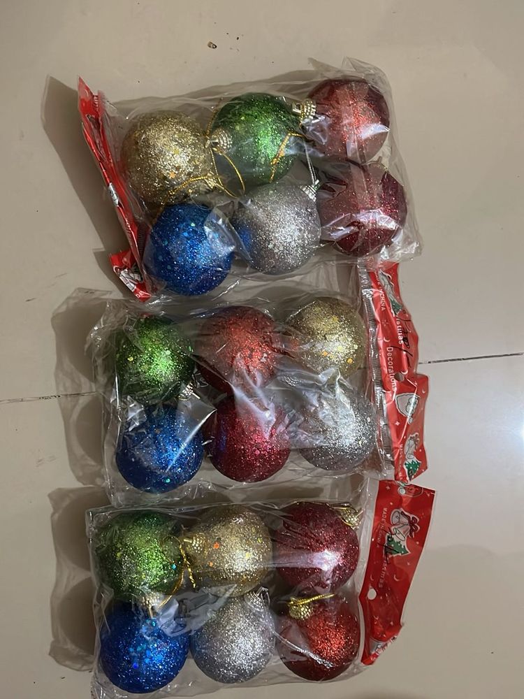 Glittery Christmas Ornaments Set
