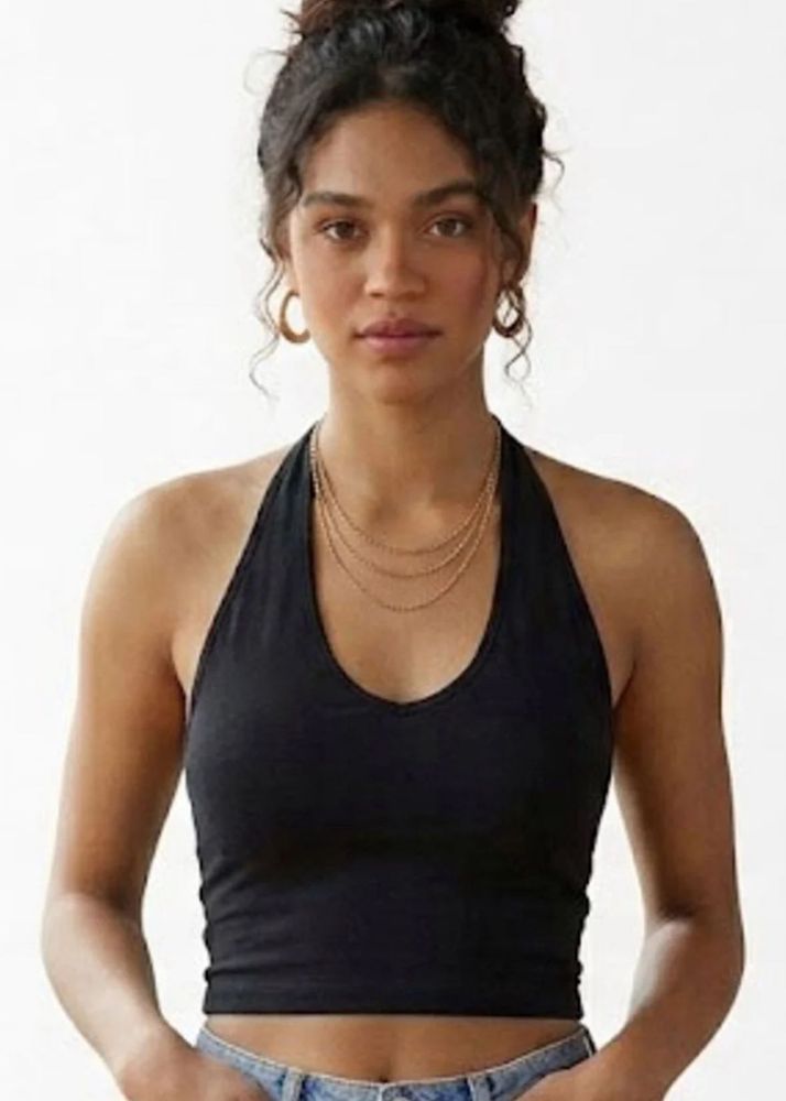 H&amp;M Black Halter Neck Crop Top (S)
