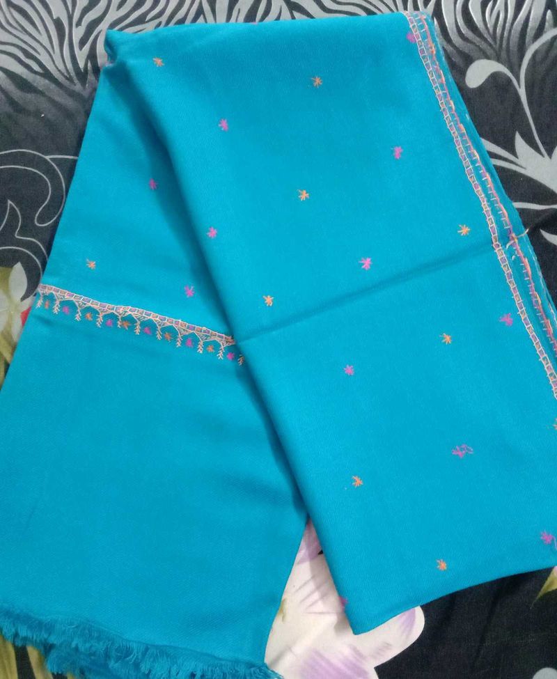 beautiful embroidered blue colour shawl