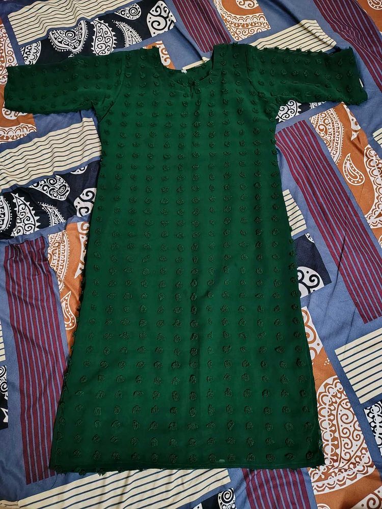 Elegant Green Textured Kurta xxl