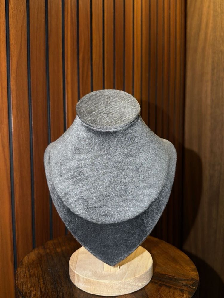 Deep Grey Velvet Necklace Display Bust