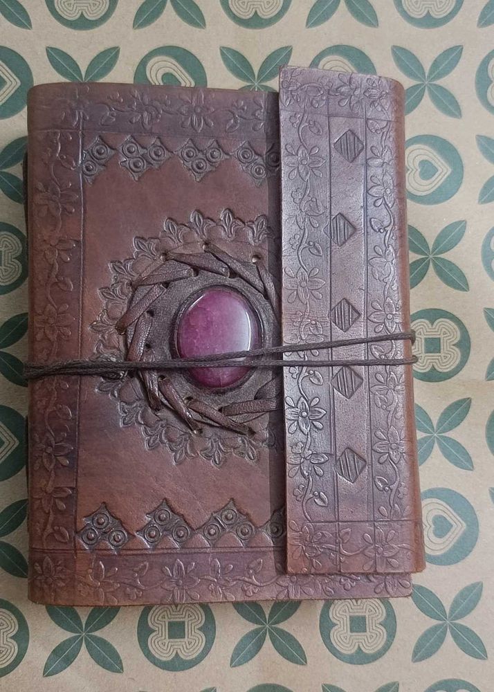 Handmade Leather Journal with Stone