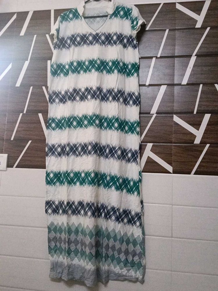 Casual V-Neck Striped Maxi Dress