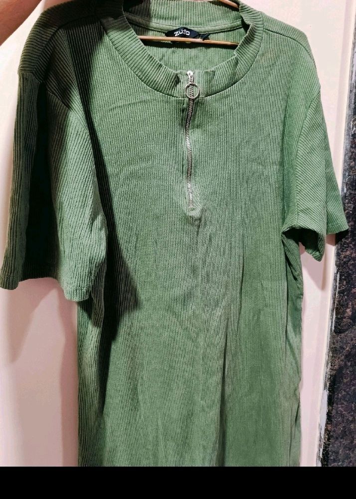 Green Zudio Rib Bodycon Dress
