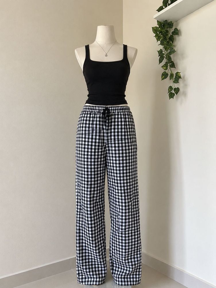 Cute Gingham Wide Leg Pants