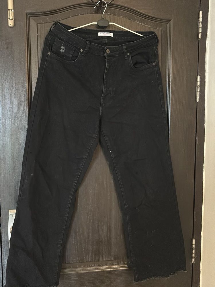 US Polo Black Wide Leg Jeans