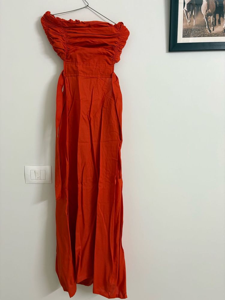Strapless Orange Maxi Dress 🍊
