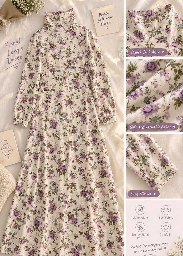 Floral Long Sleeve Midi Dress