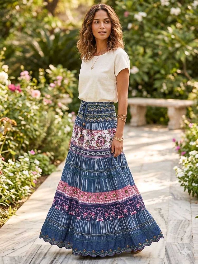 Bohemian Tiered Maxi Skirt