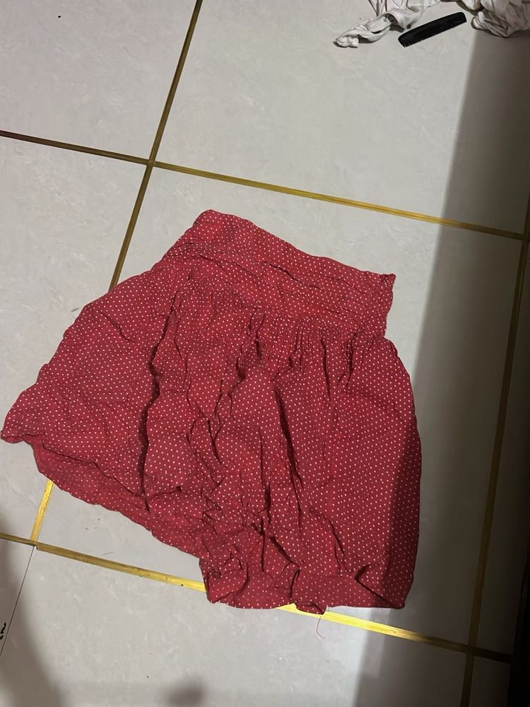 Charming Red Polka Dot Mini Skirt micky mouse skir