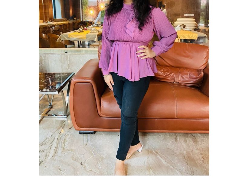 Chic Purple Pleated Top