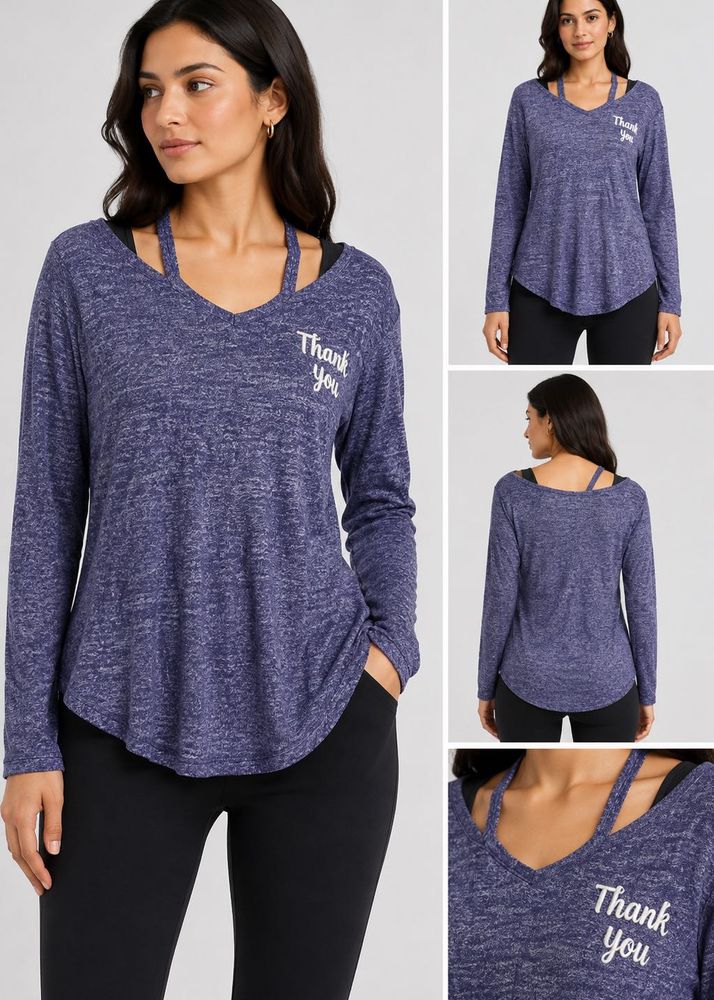 Jennyfer Blue Marled Knit Top
