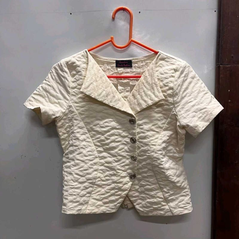 Chic Textured Cream Top