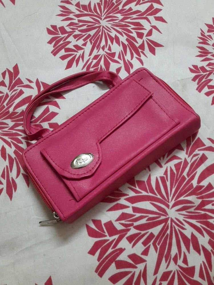 Chic Pink Wallet with Wrist Strap