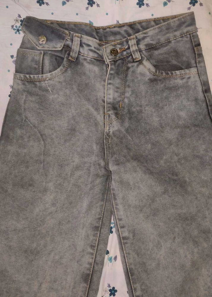 Grey Acid Wash Jeans