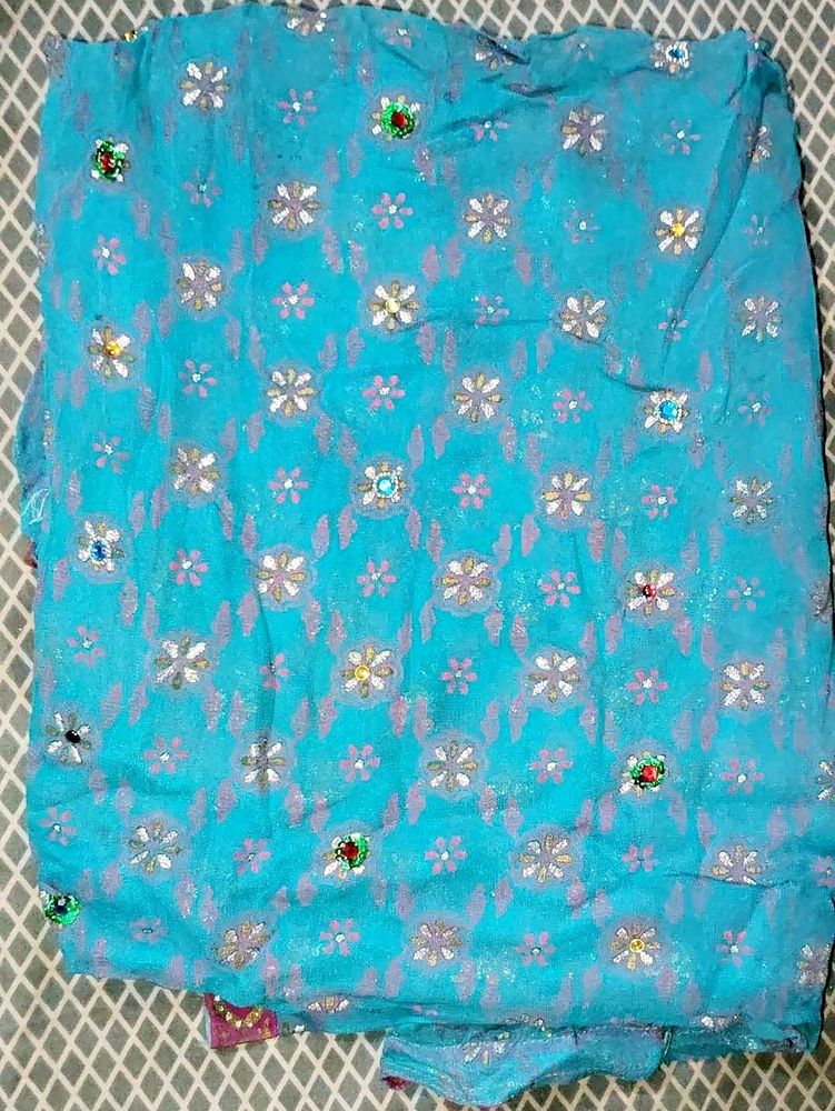 Stunning Blue Embroidered Saree