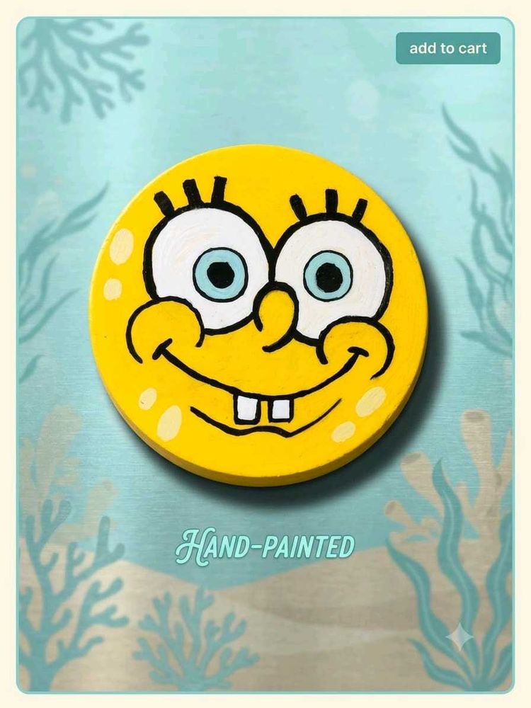 Hand-Painted Spongebob Magnet &amp; Trinket combo
