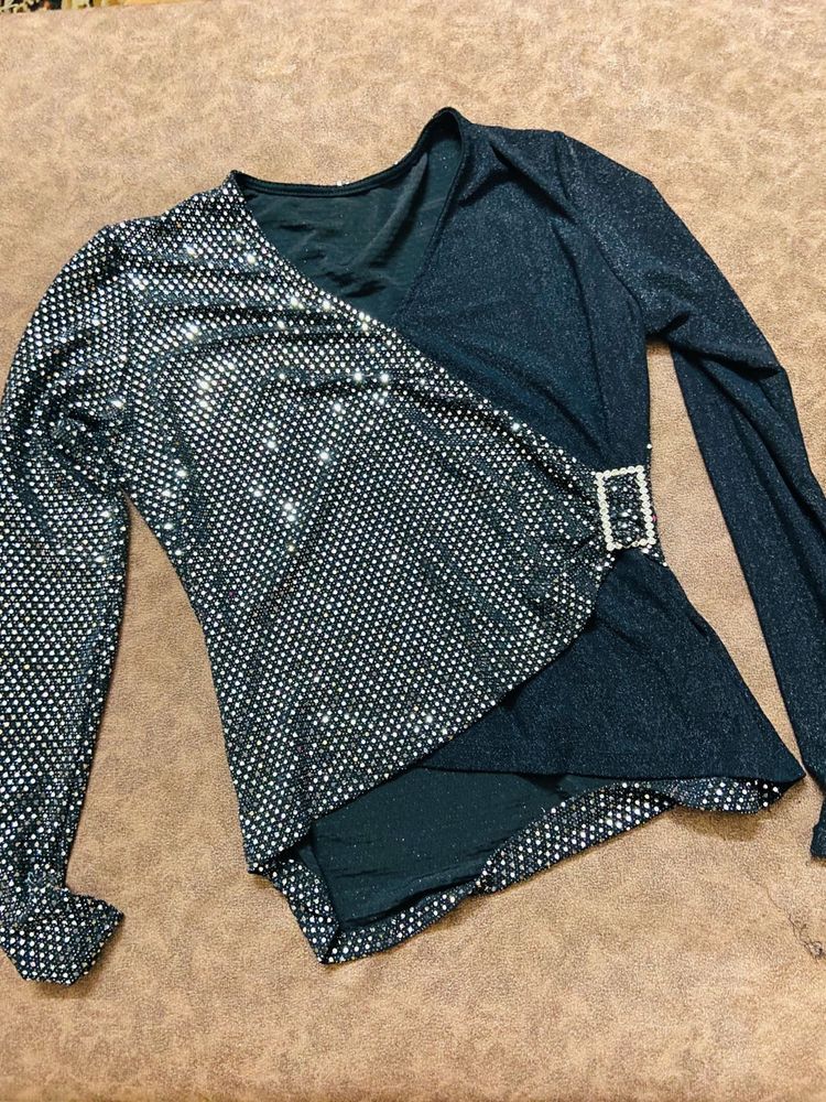Sparkly Sequin Wrap Top