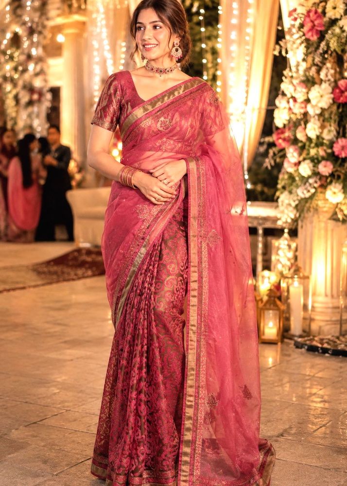 Embroidered Net Saree