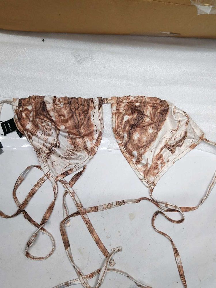 Marble Print String Bikini Top
