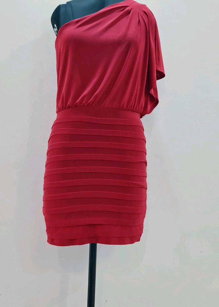 Chic One-Shoulder Red Cocktail Dress