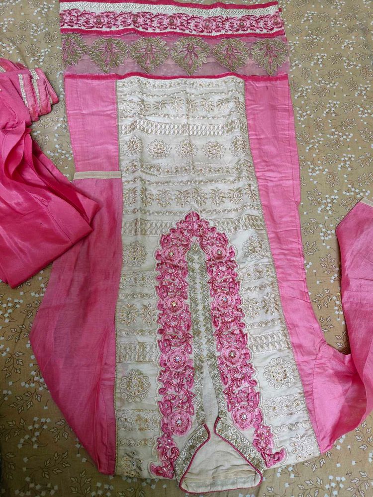 Designer Pink &amp; Cream Kurta Set
