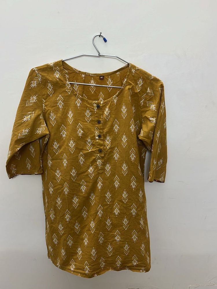 Mustard Printed Kurta