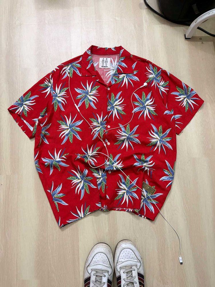 Vibrant Red Hawaiian Shirt